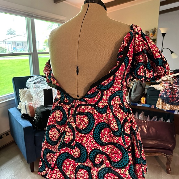 ÖFUURË African Print Off-Shoulder Mini Dress L/XL - Picture 4 of 8